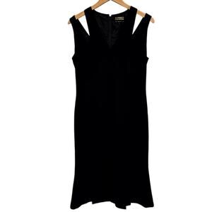 Kathryn Conover Dress 10 By Night Women's Black Cutout V-Neck Sleeveless Midi